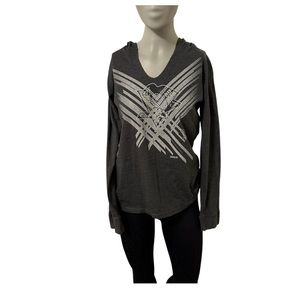 Pittsburgh Penguins Jeweled Logo Pullover Hooded Grey Lightweight size M